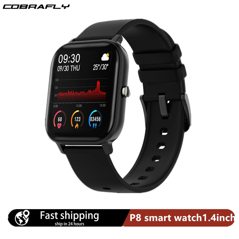 Reloj inteligente Cobrafly P8 para Xiaomi y Huawei, reloj inteligente deportivo de 1,4 pulgadas con control del ritmo cardíaco y táctil