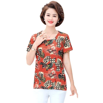 

New Arrival 2020 Summer T Shirt Tops Women Short Sleeve O-Neck Print T Shirt Casual Vintage Floral T Shirt Plus Size 5XL