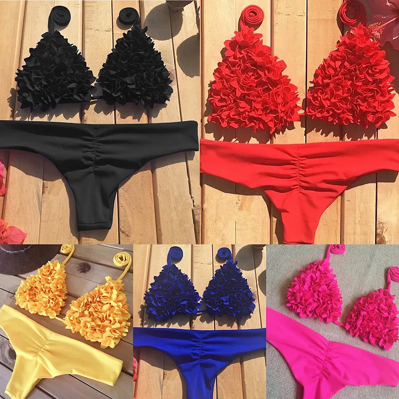 

Bikini 2019 Flower Swimsuit Sexy Bikini Set Push Up Pad Swimwear Beachwear Bathing Women's Swimming Suit Female Bikini Set -8