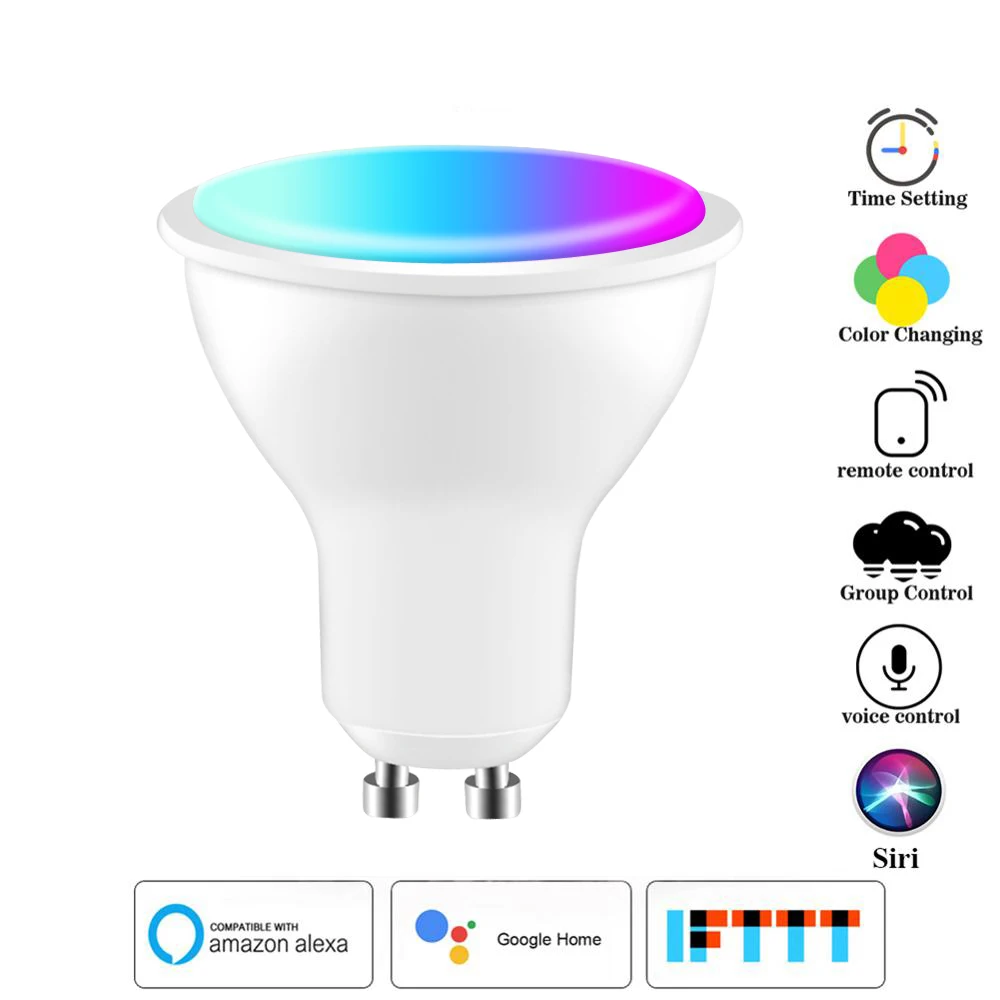 WiFi Smart LED лампы RGBW 6 Вт светодиодные GU10 GU5.3 E27 приложение с дистанционным