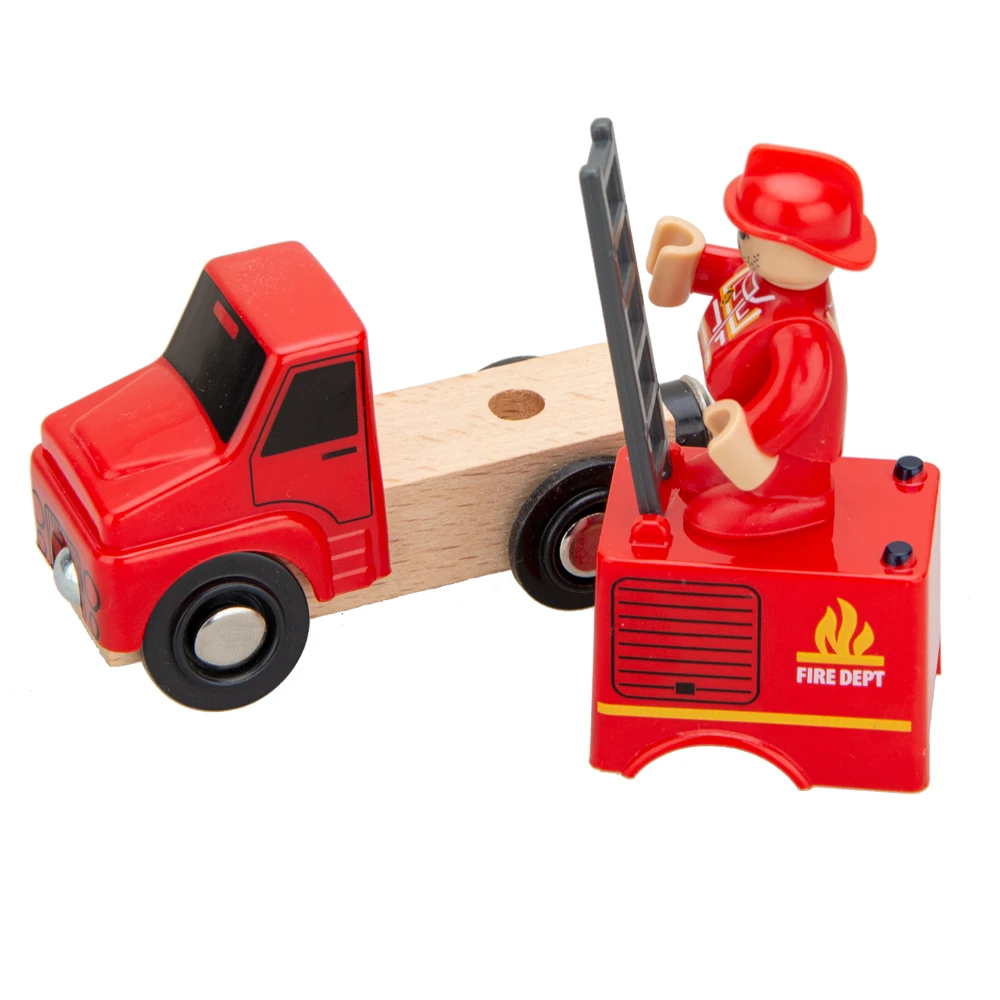 Firefighting Electric Train Toys Set Train Diecast Slot Toy Fit for Standard Wooden Train Track Railway