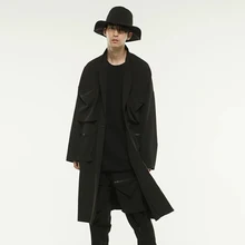 S~ 6XL! Настраиваемая новая мужская одежда модное сценическое шоу Yamamoto с капюшоном свободный оверсайз рукав летучая мышь плащ пальто