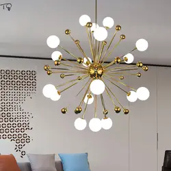 Современный дизайн скандинавский стеклянный шар люстра в форме одуванчика светодиодный металлический креативный гостиной спальни
