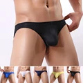 sports briefs Men's Briefs Sexy Underwear Contrast Color Low Waist Briefs Faux Leather Thong Panties Elastic Underpants Male Clothes swimming briefs