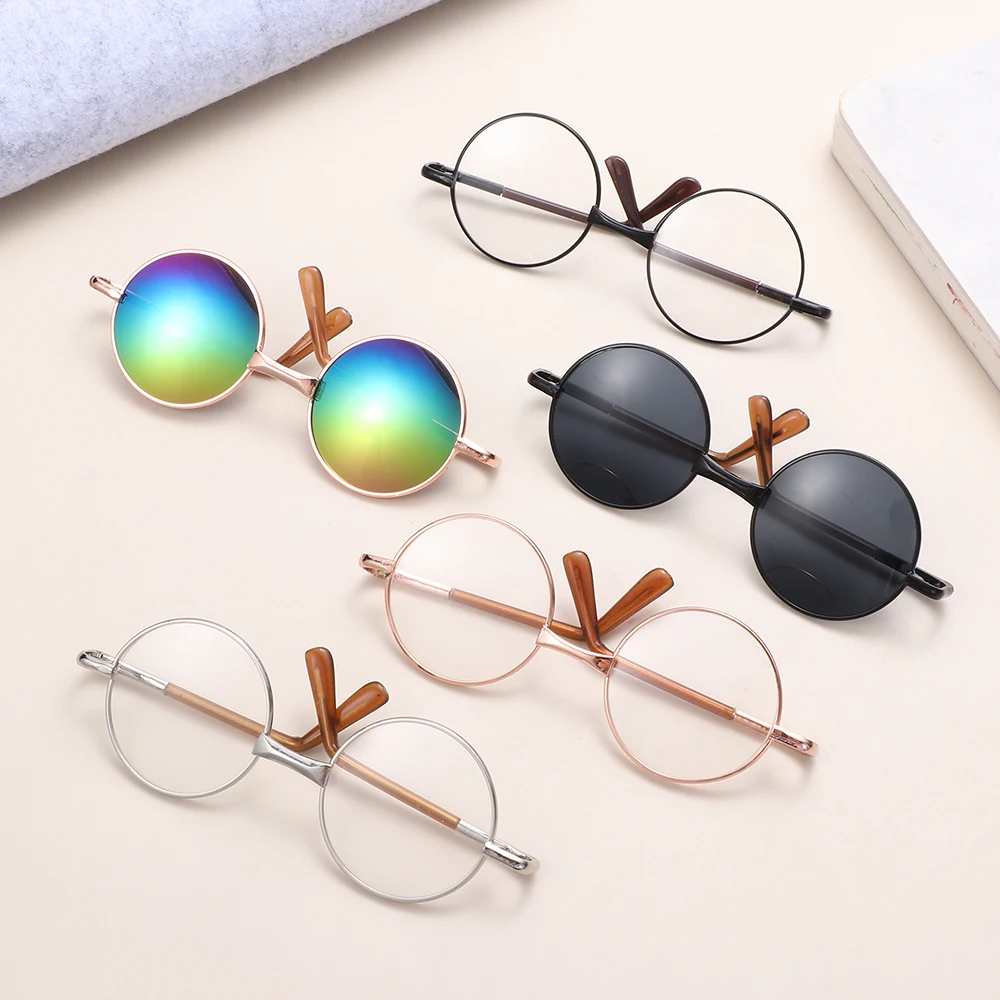 

Vintage Round Glasses For Doll Metal Pet Sungalsses For 1/6 Dolls Accessories Miniature Eyewear Fit 18inch Doll Clothes Decor