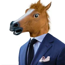 Neue Pferd Kopf Maske Latex Prop Stil Spielzeug Party Halloween(China)