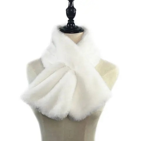 Women Winter Thicken Plush Faux Rabbit Fur Scarf Solid Candy Color Collar Shawl Neck Warmer Shrugs Knitted Long 6 P31B