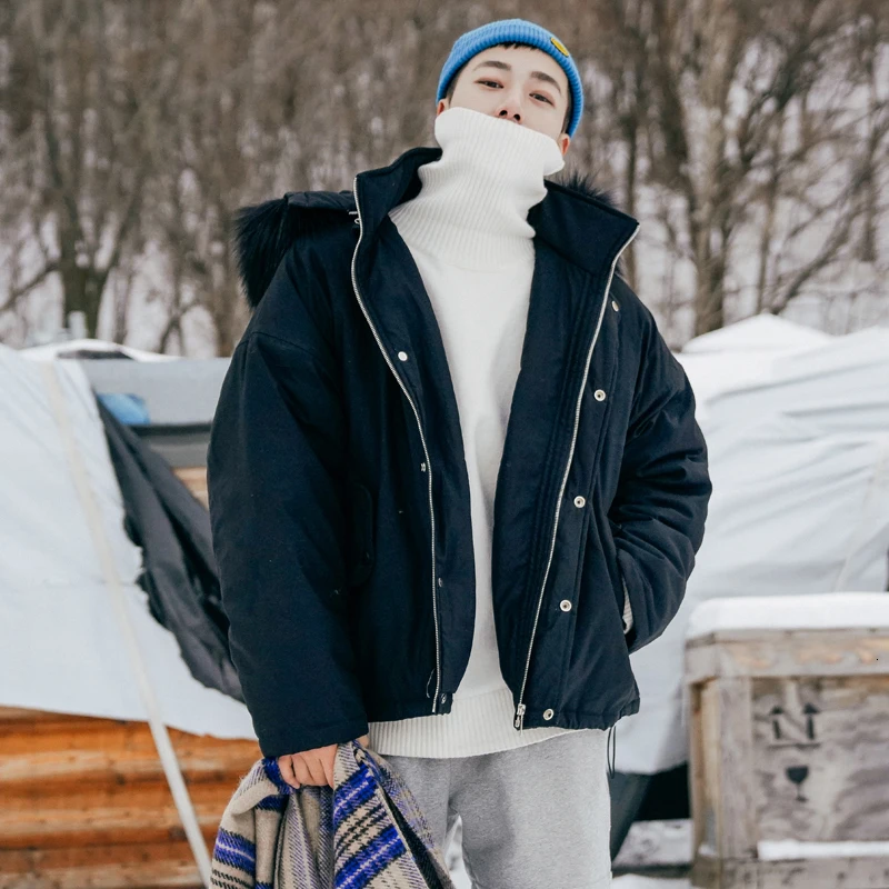 Зимний короткий пуховик, Мужская теплая Толстая парка, Мужская модная ...