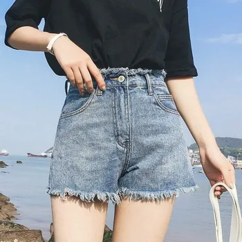 

Summer High Waist Loose Denim Shorts Women Casual Wild Tassel Jeans Streetwear
