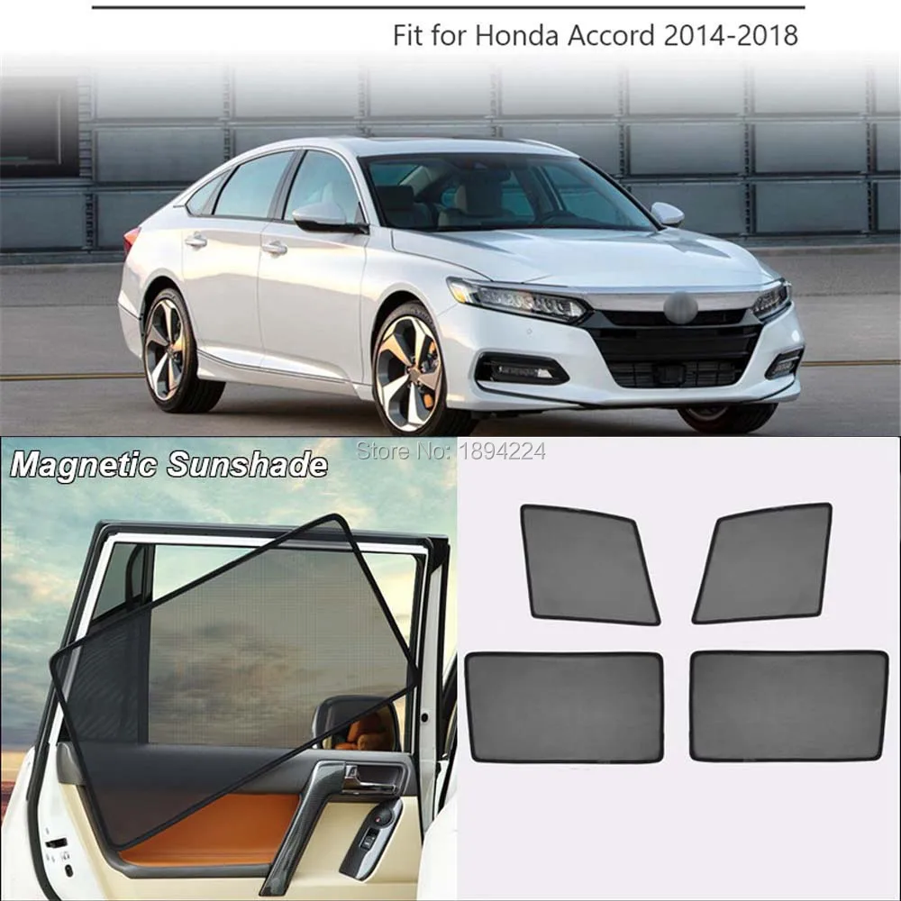 Car Full Side Windows Sun Shade UV Protection Ray Blocking Mesh Visor For Honda Accord