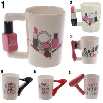

Creative Ceramic Mugs Girl Tools Beauty Kit Specials Nail Polish Handle Tea Coffee Mug Cup Personalized Mugs for women Gift