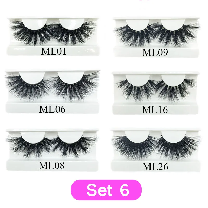 30 pairs Mink Eyelashes Bulk 25mm Dramatic Long 3D Mink Lashes Moonlass Makeup Luxury 25mm Lashes Wholesale False Eyelash - Цвет: Set6