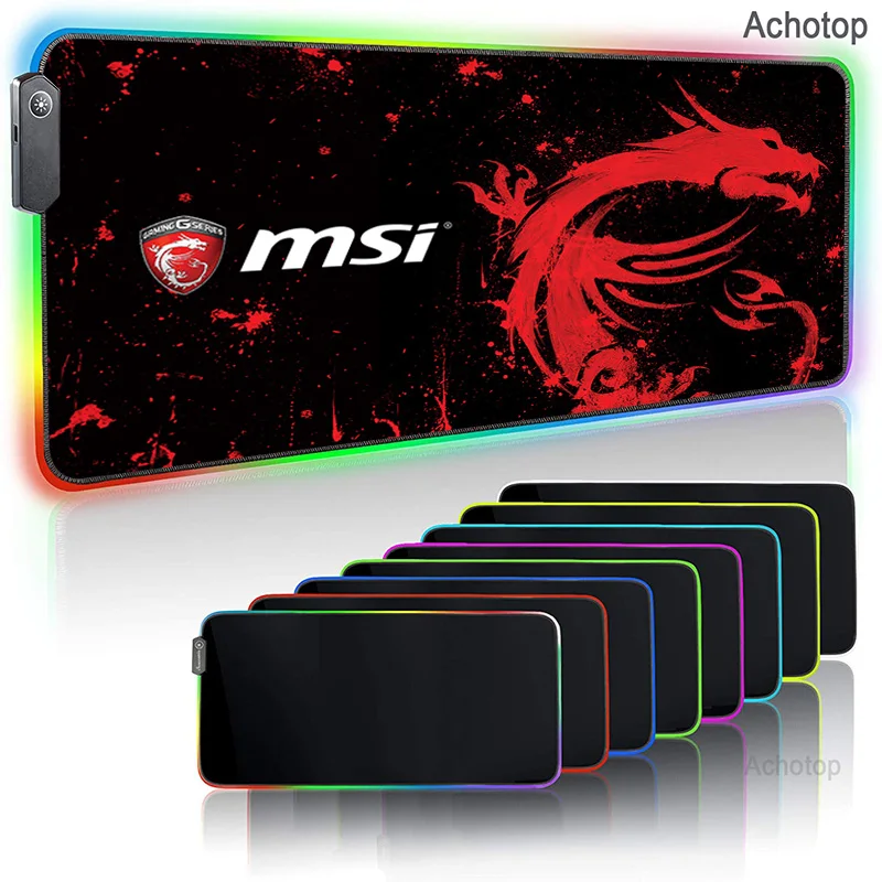 MSI Alfombrilla Raton RGB Mousepad XXL Keyboard Gaming Red Dragon Desk Mat Tapis Souris Gamer Mouse Pad RGB Muismat Locking Edge