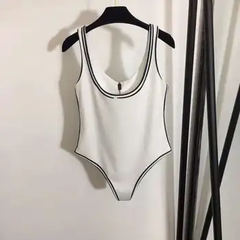 

Woman's black and white swimsuit Stylish one-piece swimsuit