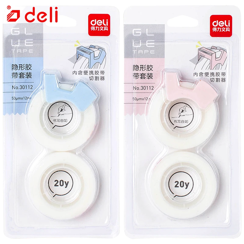 

Deli 1 pcs/pack Kawaii Transparent Masking Tape Blue Washi Tape Student Writing Copy Tape Gift Stationery