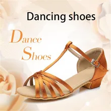 Children/Women Professional Latin Dance Shoes Woman/Kids Tango Salsa ballroom Dancing Shoes Ladies Square Low Heel Sandals 24-41
