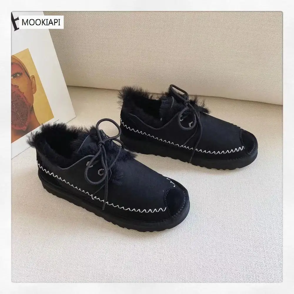 

2019 Chinese brand high quality snow boots, real sheepskin, natural wool, the most comfortable lace up women's shoes, free