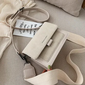 

Small bag women 2020 new Korean version of small square bag wide shoulder strap fashion Joker shoulder Messenger bag