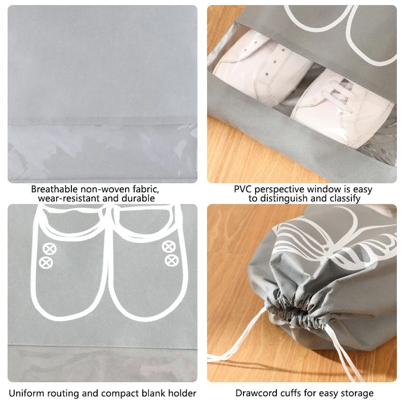 10 Sacs à Chaussures Gotetiso - Housse Anti-Poussière 30x40cm Avec Cordon - Multifonction Voyage