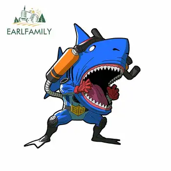 

EARLFAMILY 13cm x 12.1cm For Shark Graffiti Car Stickers DIY Decal Bumper Car Door Protector Bumper Decoration For JDM SUV RV