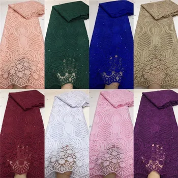 

2021 green Popular African Mesh Lace Fabric Milk silk Sequins Design French Tulle Lace Fabric For Wedding Party Dress