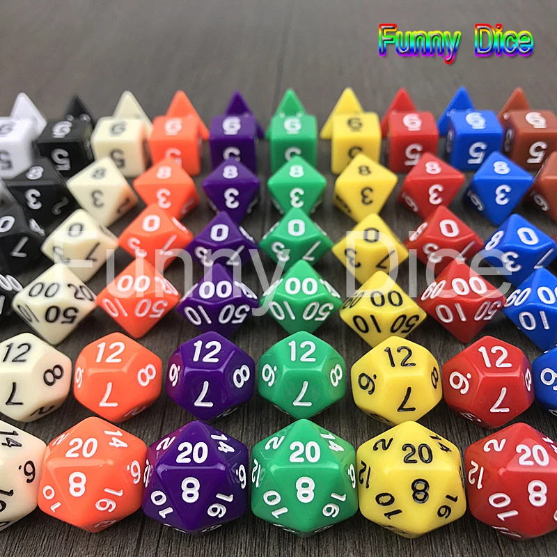 7pc/set Multi Sided Dice Without Opaque Effect D4 D6 D8 D10 D12 D20 Playing Games Set for Home Gambling Board Game|Кубики| |