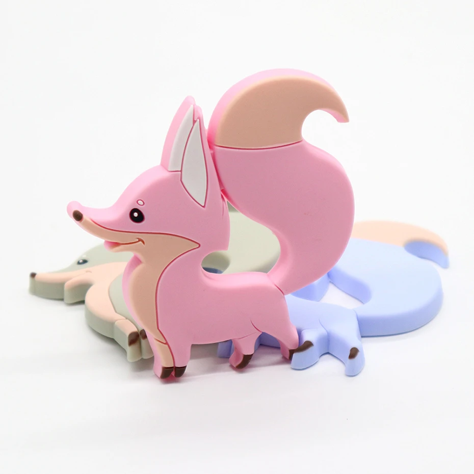 

NEW 10pc Fox Silicone Teether Animal Shape Food Grade BPA Free For Baby Teething Chew Charms Baby Teether Toys For Newborns