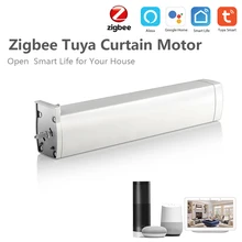 Tuya Zigbee Inteligente Cortina Elétrica Do Motor Auto Motorizado Cortina Status Timing Faixa Inicial do Google APP Controle Remoto Para Alexa