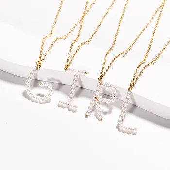 

100pcs / lot European and American creative new products accessories simple white straight hole pendant 26 English necklace