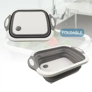 

3 IN 1 Folding Basket Cutting Board Kitchen Chopping Block Washing Sinks Cutting Board Organizer Cut Board