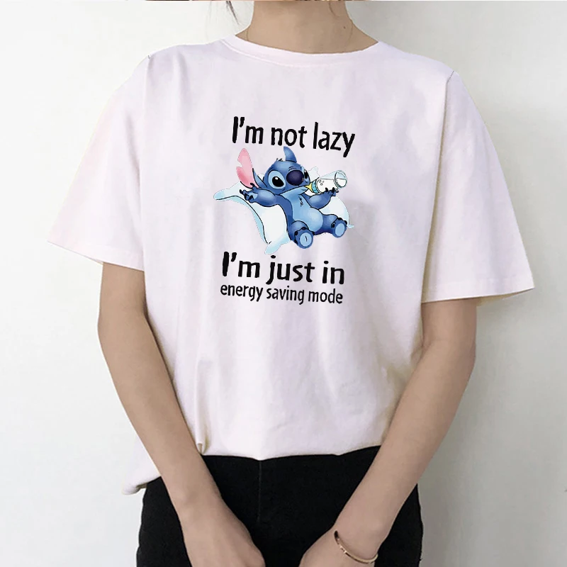 Тематика Лило и Стич Im Not Lazy I'm Just In Energy Saving Mode футболка с принтом Женская