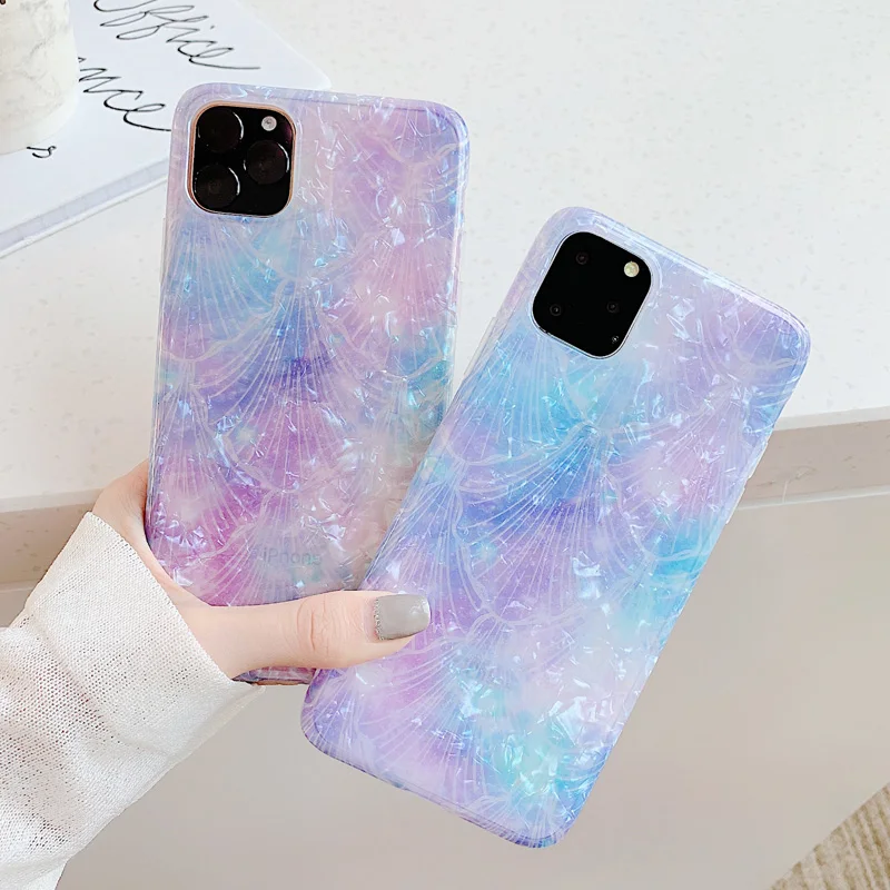 Блестящий блестящий чехол ракушка для iphone SE 2020 11 Pro Xs Max градиентный мраморный