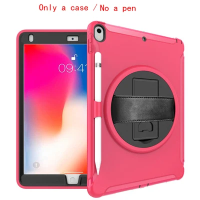Rose red Детский противоударный чехол для iPad Air 3 Pro 10,5 дюймов PC+ силиконовая подставка для планшета с ремешком на плечо+ пленка - Цвет: Rose red
