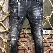 DSENQI Новые мужские джинсы Рваные для DSQ джинсы брюки байкерские Джинсы Верхняя одежда мужские брюки A216