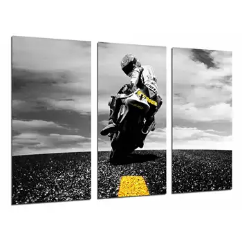 

Road motorcycle, Biker, Yellow, photo print on wood, modern picture decorative 26671