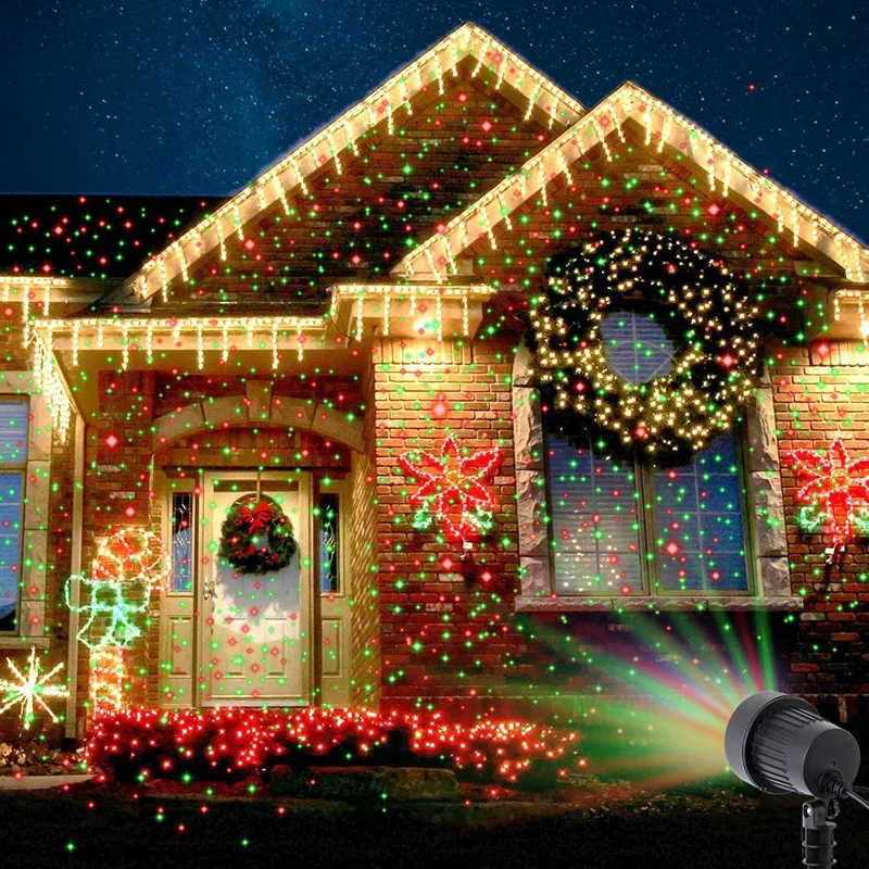 

Christmas Smart Laser Projector Stars Red Green Blue Showers lights Outdoor Waterproof Garden Decoration Static Twinkle remote
