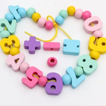 

Montessori Learning Education Wooden Beaded Toys For Children Colorful Digital Beads Intelligence Handmade Development Toy
