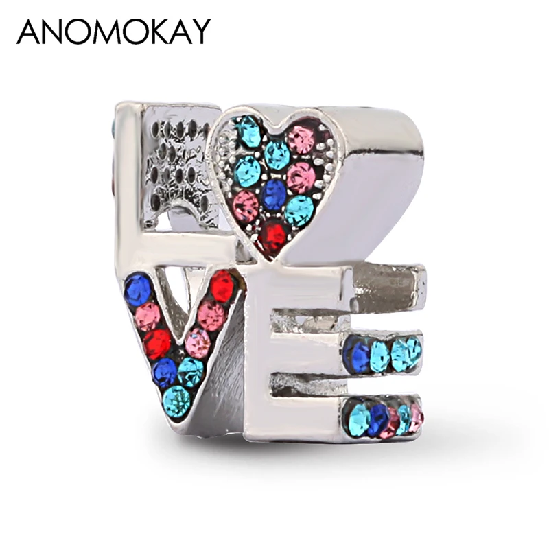 Anomokay красочные хрустальные подвески в виде сердца подходят для браслетов