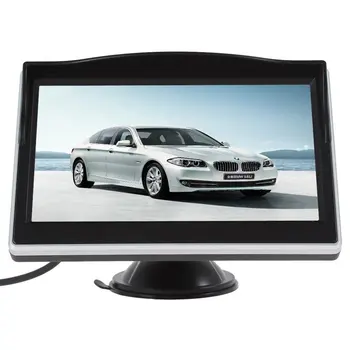 

Car Parking Assistance 5 Inch Rear View Monitor + Car Reversing Rearview Backup Camera With Rubber Vacuum Cup Bracket