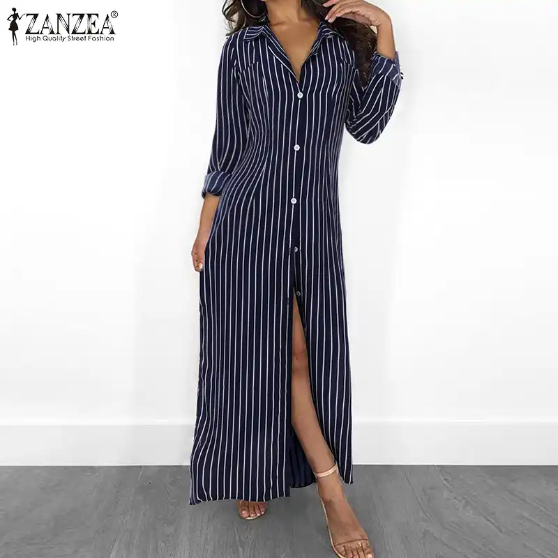 long button down maxi dress