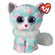 Nova ty beanie boos rosa brilhante grandes olhos opala doce menina kawaii macio macio macio macio branco cauda bonito brinquedo de pelúcia presente de aniversário 15cm