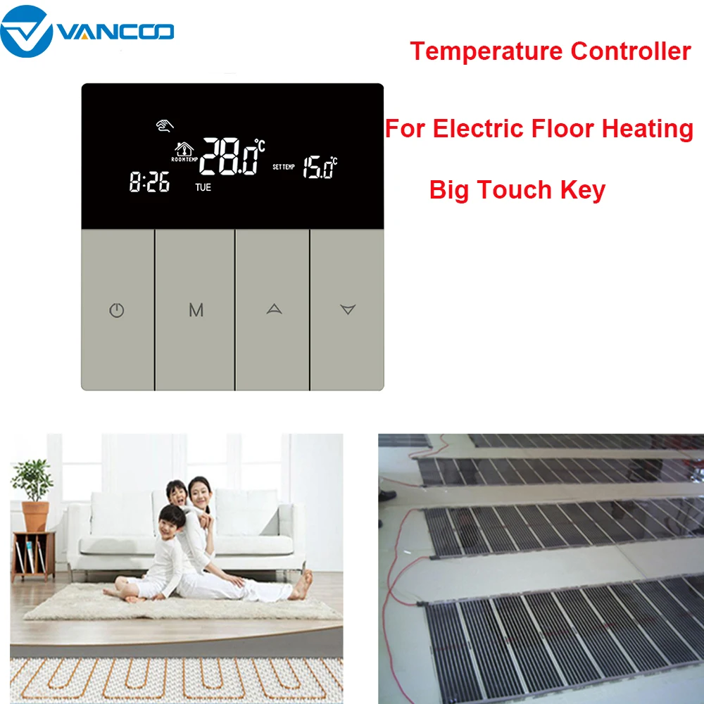 

Vancoo 230V LCD Touch Screen Temperature Controller Thermoregulator Black Back Light Electric Heating Room Thermostat Kid Lock