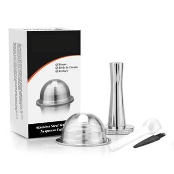 

Gel Filter Stainless Steel Reusable Capsule with Press coffee Tamper Refillable Inoxidable Big N Cup Coffee Pod Filters