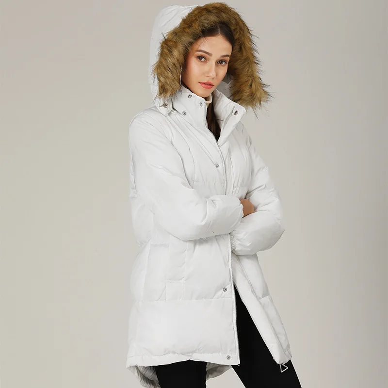 ##BUY 2019 New Women Long Coat Autumn Winter Warm Thicken Fur Collar Hooded Coats Parka Female Jacket Outwear White Overcoat Big Size