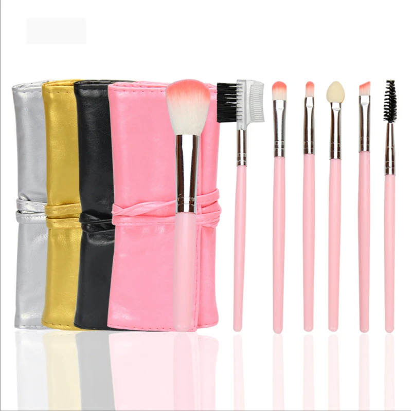 

7-Pcs Makeup Brush Tool Set Loose Powder Eyeshadow Blush High Gloss Trimming Hybrid Beauty Suitable For Beginners Soft Fur