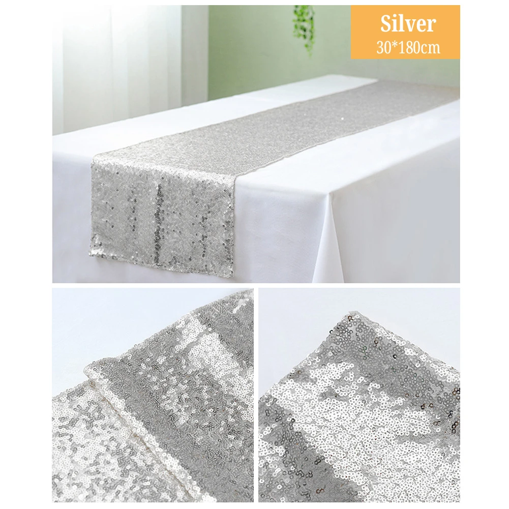  1pc Sparkly Rose Gold Sequin Table Runner Cloth Flag For Wedding Party Christmas Tablecloth Home De