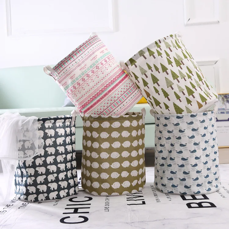 

1pc Large Capacity Folding Laundry Basket Round Storage Bin Bag Large Hamper Collapsible Clothes Toy Basket Bucket Organizer
