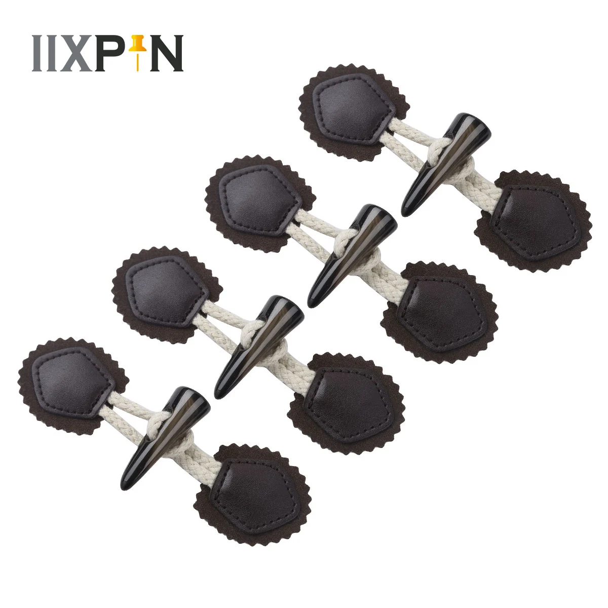 4Pairs Toggle Buttons PU Leather Horn Clasps Coat Jacket Closure Cord Cardigan Fasteners Clasp For Clothes DIY Decoration |