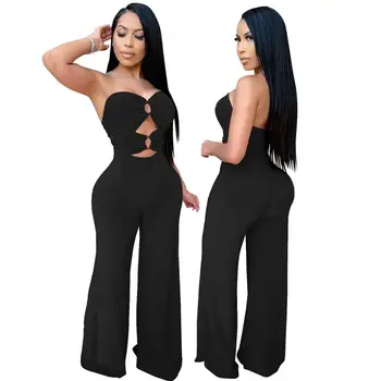 

Sexy Fashion Women Strapless Jumpsuit Hollow Out Female Playsuit Streetwear Overalls Women Wide Leg Jumpsuits