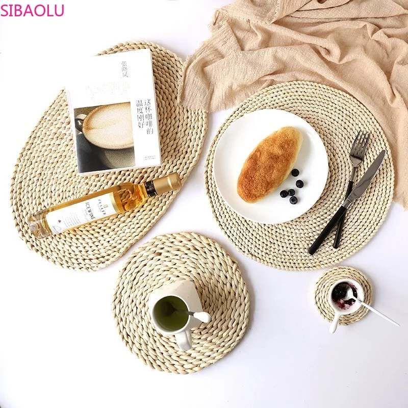 Japanese-style Natural Corn Fur Woven Placemat Thickened Thermal Insulation Tea Mat Table Mat Heat-resistant Casserole Dish Mat